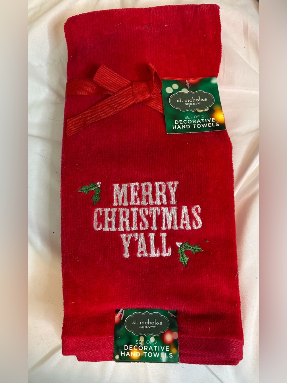 Kohl's Red 'Merry Christmas Y'all' Decorative Hand Towel